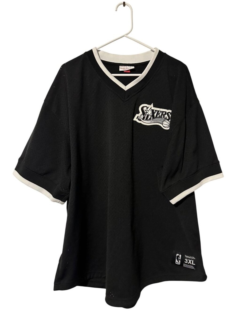 Mitchell & Ness Philadelphia 76ers Black 3XL Mesh NBA Shirt With White Trim